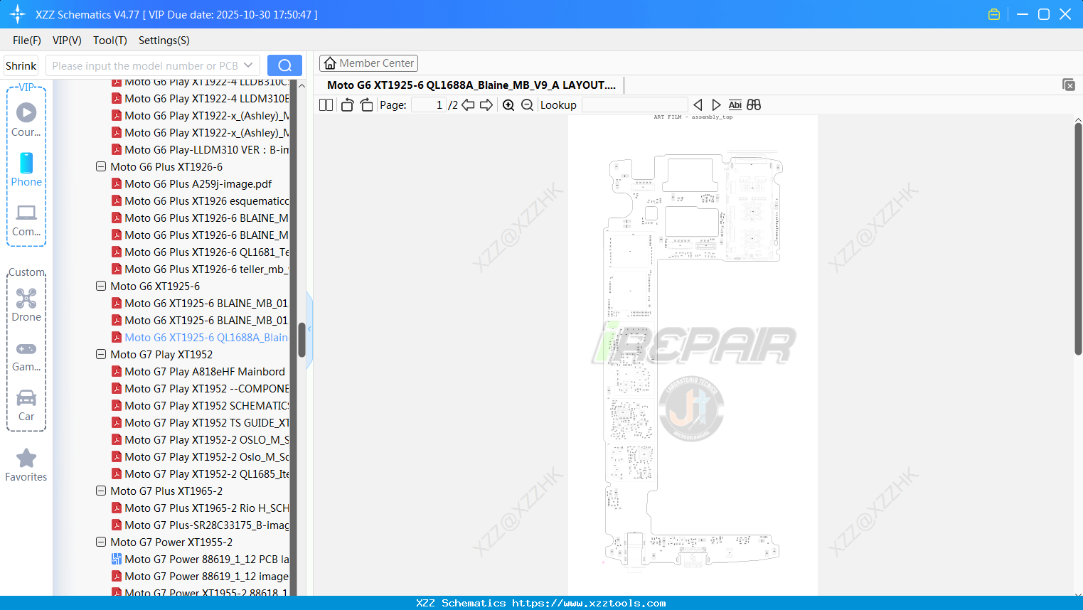 Motorola Moto G6 XT1925-6 QL1688A_Blaine_MB_V9_A LAYOUT